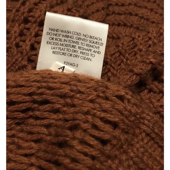 Eileen Fisher Rust Yak/Wool Open Knit/Boxy/Long Sleeve/V-neck/Pullover Sweater - Picture 8 of 8